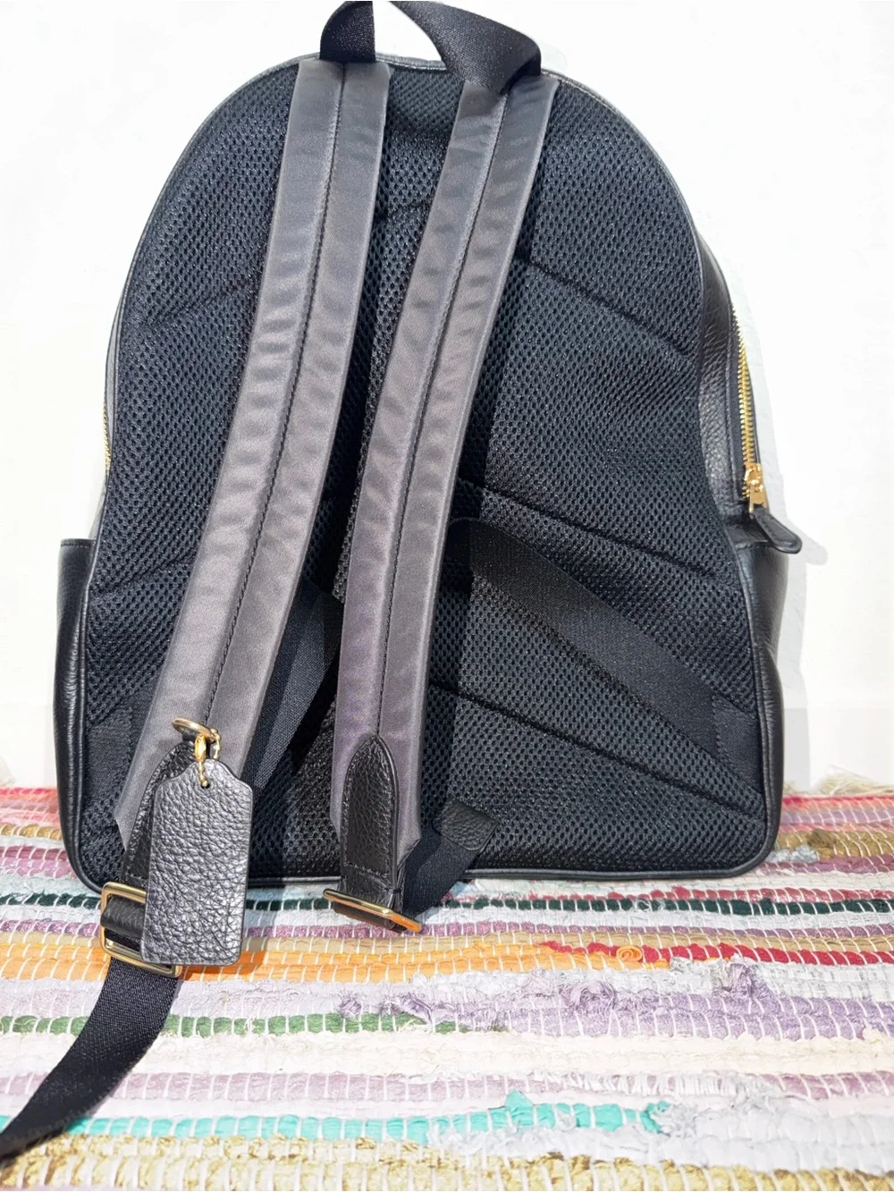 Coach Black Pebbled Leather Backpack with Gold Hardware